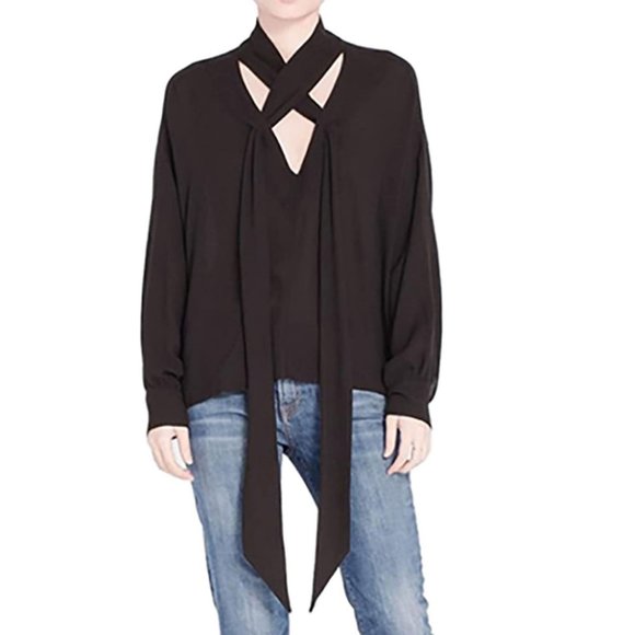 Wilt NWT Black Scarf Neck Blouse Size Extra Small - Picture 4 of 7